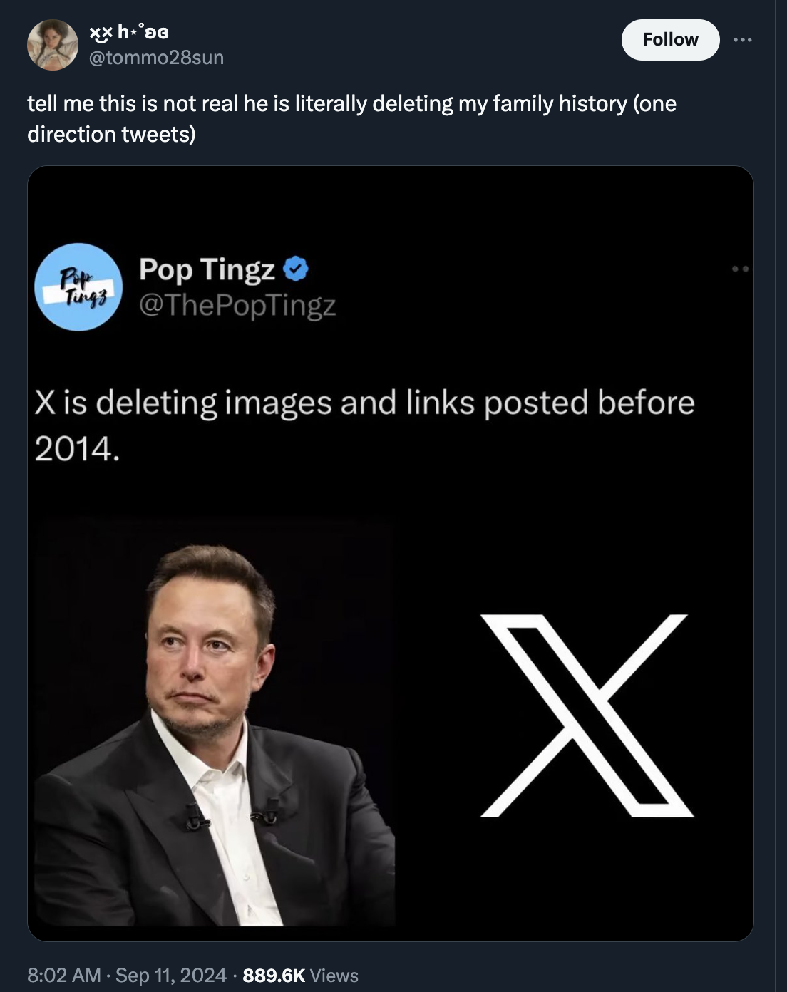 x tv elon musk - xxh"Da tell me this is not real he is literally deleting my family history one direction tweets PtPop Tingz T X is deleting images and links posted before 2014. Views X